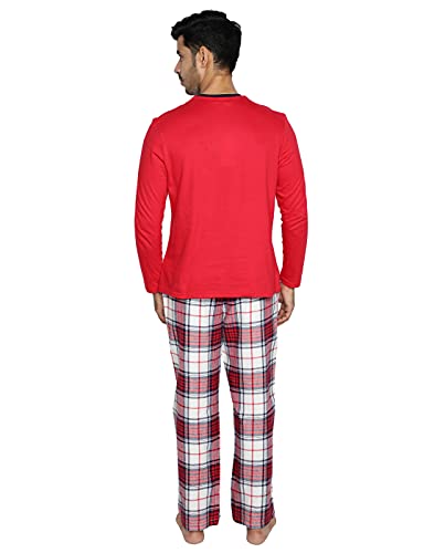 Image of B STORIES Men's 100% Cotton Full Sleeve PJ Set - Checkered Nightwear Set | Soft Loungewear | Comfortable Sleepwear | Stylish Casual Home Wear Shirt & Pant (S-XXL)
