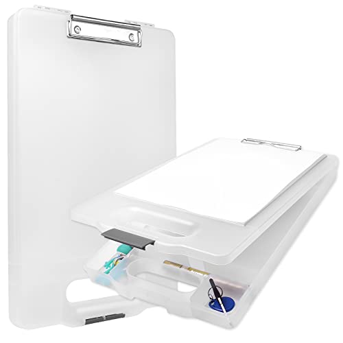 Marte Vanci Porte-bloc portable en plastique avec poignée, format A4 (350 feuilles) pour bureau, hôpitaux, chantier, école et bureau industriel (blanc) Cover