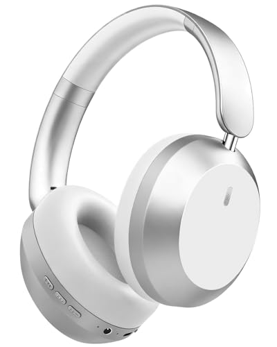 Wentronic Y05 Bluetooth Headphones Wireless Over Ear Noise Cancelling with Microphone 48 Hours Playtime, High Sound Quality Foldable Soft Earpads Headphones for Travel-Silver