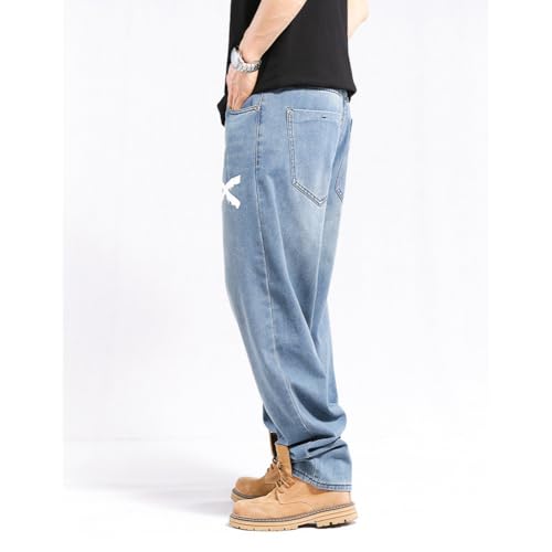 Mens Streetwear Hip Hop Baggy Jeans Graffiti Print Wide Leg Skater Denim Pants4
