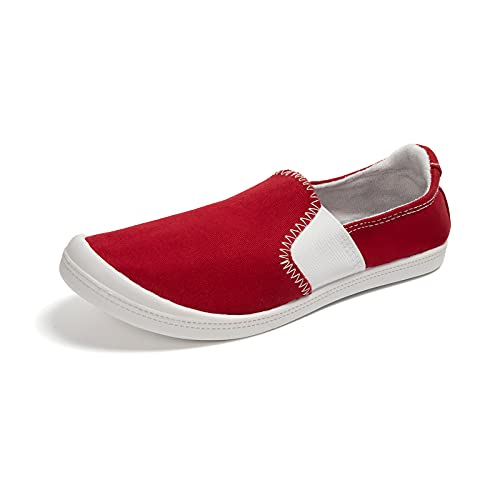 Image of FUNKYMONKEY Slip-On Canvas Sneakers for Women, Comfortable Lightweight Lace-Up Flat Casual Tennis Shoes Breathable Walking Shoes for Everyday Wear