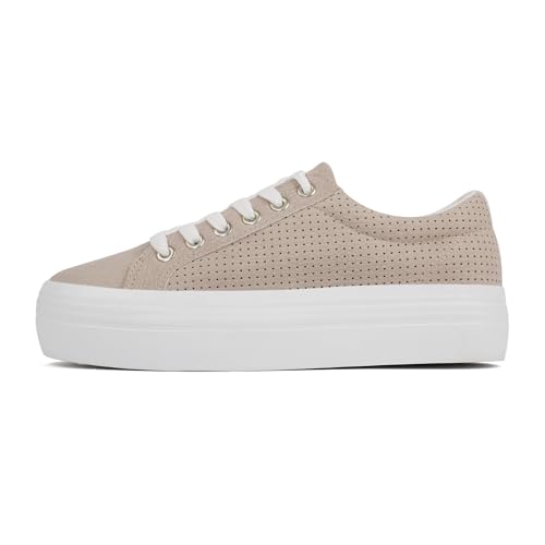 Image of JABASIC Women Lace Up Platform Sneakers Comfortable Casual Fashion Sneaker Walking Shoes