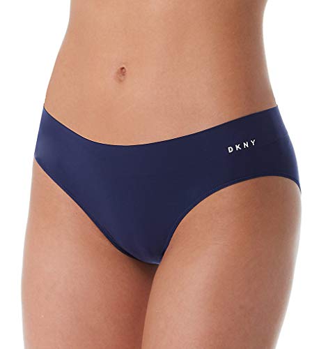 DKNY Women's Seamless Litewear Bikini Panty, Navy Ink/White, Medium Kansas
