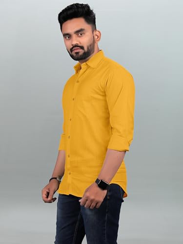 Image of Men Regular Fit Solid Spread Collar Casual Shirt