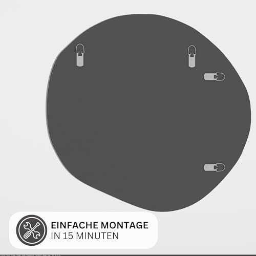 Albatros Designerspiegel Asymmetrisch 66 x 63 cm – Wandspiegel oder Türspiegel, Moderne organische Form – Spiegel Oval und Groß – Asymmetrischer Spiegel unförmig und Rahmenlos, Mirror Wall – Bild 5