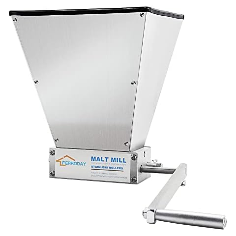 FERRODAY 2 Roller Crusher Edelstahl Malz Mill Homebrew Getreidezerkleinerer manuelle Getreidemühle niedrige Geschwindigkeit Bohrer verfügbar Lücke Einstellbare Gerstenmühle Cover