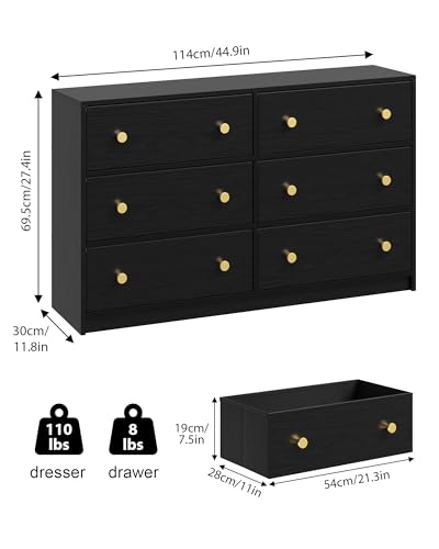 6 Drawer Wood Dresser