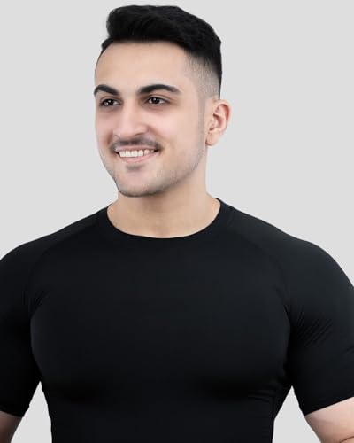 Image of Men's Gym T-Shirt, Dra-fit, Regular Fit, Round Neck, Short Sleeve, Black