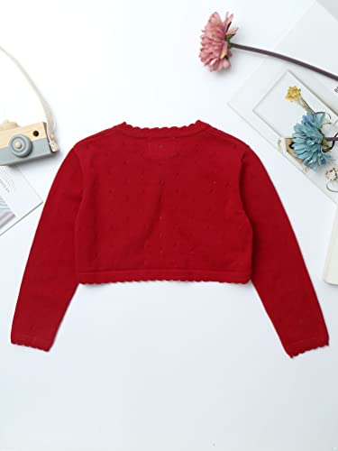 Jhaoyu Kids Girls Knit Long Sleeve One Button Bolero Shrugs Cardigan Sweater Cover-Up for Wedding Party Casual Dress4