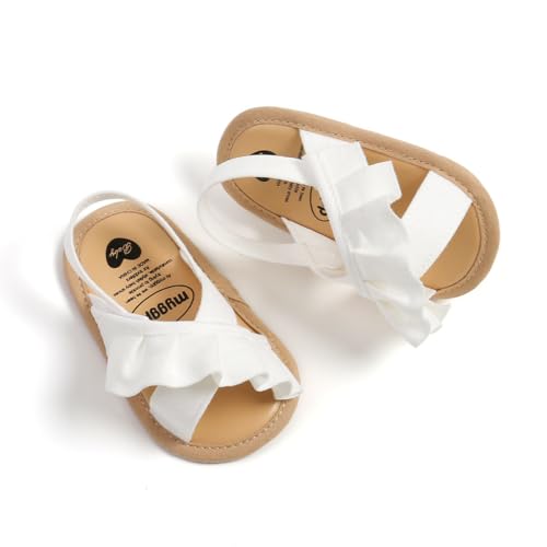 Image of HsdsBebe Baby Girls Sandals Bohemia Flower Bow Soft Sole Toddler First Walkers Beach Summer Shoes