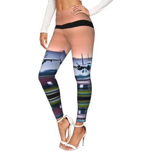 Leggings de compresión estampados avión ropa deportiva suave cintura alta mujer