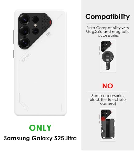 Image of Aulumu S25 Ultra Galaxy Vegan Leather Case Magnetic Case | Compatible With Magsafe | Passive Cooling Samsung Galaxy S25 Ultra Case - White
