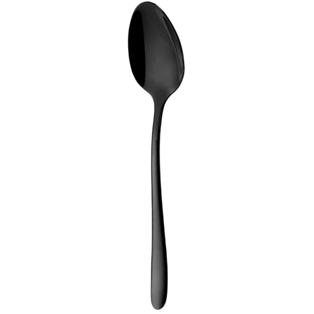 Juego de 7 cucharas de café de acero inoxidable para revolver para tartas, postres, para fiestas en casa, vajilla dorada, color negro