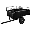 750 LBS Heavy Duty ATV Trailer Tow Behind Steel Dump Cart, 15 Cu. Ft Garden Utility Trailer with Removable Sides & Rear Hitch for Riding Lawn Mower Tractor, Black