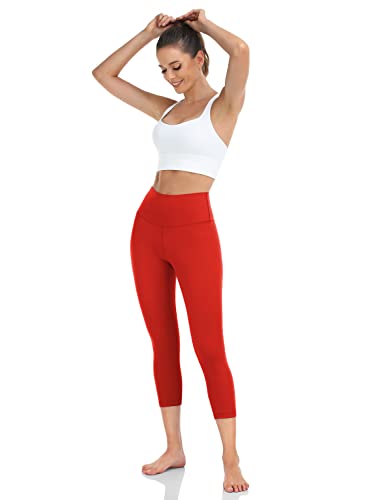Heynuts Formerly Hawthorn Athletic High Waisted Yoga Capris Leggings For Women, Buttery Soft Workout Cropped Pants Compression 3/4 Leggings 21'' True Red Xs(0/2) #TOP3