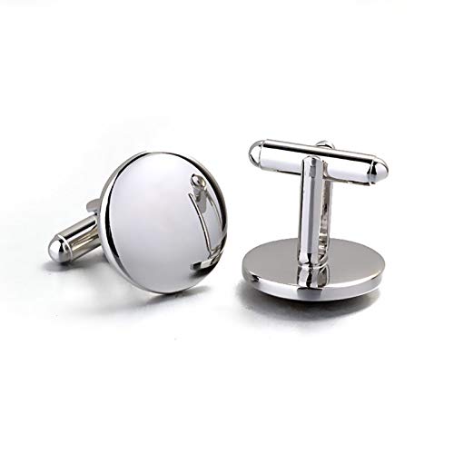 Daesar Mancuernillas redondas para hombre de plata miniatura 4