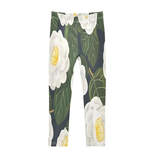 Bolaz Toddler Girls Leggings Printed Yoga Pants Leggings Flowers White for Kids
