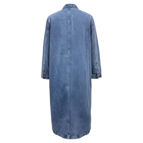 Veste en jean longue coupe ample délavée pour automne - 4
