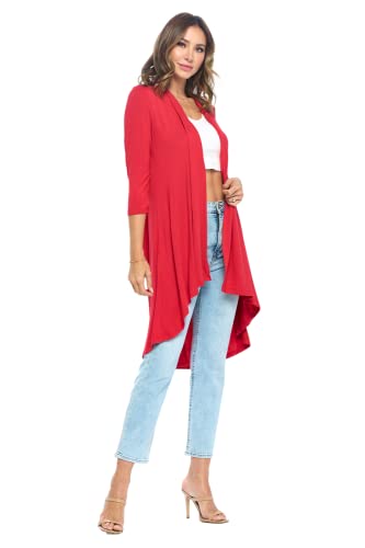 Image of Women's 3 /4 Sleeve Soft Open Front Casual Flowy Long Viscose Made from Bamboo Cardigan
