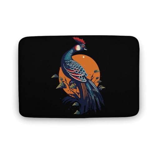 Animal Pheasant Coral Velvet Rugs Non-Slip Bathroom Rugs Soft Kitchen Rug Floor Carpet for Home Decor 19.7