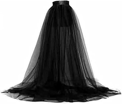 Miolasay Sexy Netz-Tüll-Tutu, lange Röcke, für Hochzeit, Party, Cocktail, Brautkleid, Abschlussball, Bandage, Overlay, Netz-Maxikleid, A-schwarz,...