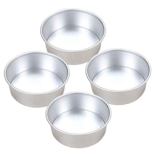NUOLUX 4個 合ケーキ型 ノンスティック加工 アルミ合製 取り外し可能底丸型トレイ ケーキ チーズケーキ ムース お菓子作り用