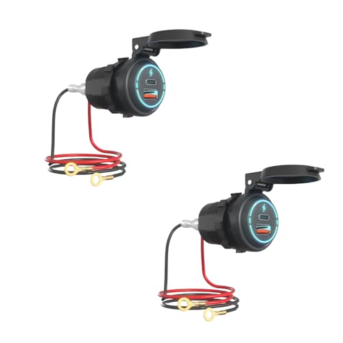 Cargador Mechero Moto Impermeable IP66 Lancoon Pack 2 USB C Carga Rápida Bote Camión
