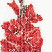 Thea Gouverneur Red Gladioli On Aida Counted Cross Stitch Kit-8-inch x 34.5-inch 18 Count - Image 2