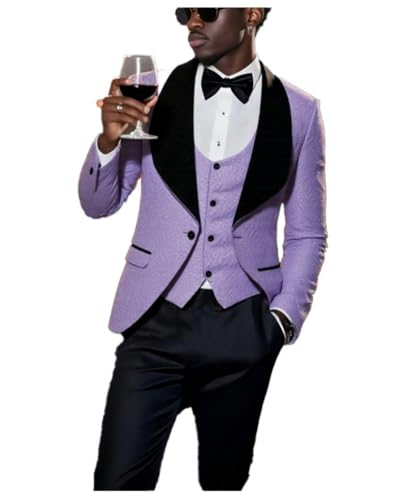 Mens 3 Piece Suit Floral Patterned Wedding Tuxedos Print Vest Blazer Prom Suits Jacket Pants Groomsmen Suit Sets