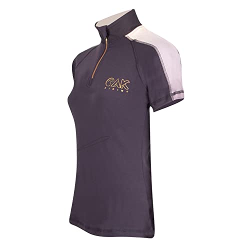 AK Aslan Short Sleeve Horse Riding Base Layer, AKRS-6062 (US, Alpha, XX-Small, Regular, Regular, Black/Gold)