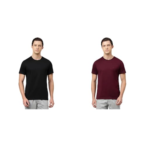 Image of Van Heusen Men's Crew Neck T-Shirt - Soft & Breathable Cotton | Regular Fit | Comfortable Everyday Casual Wear | Short Sleeves | Summer Favorite |Solid Colors | Style 60052|Available in Pack of 1 & 2