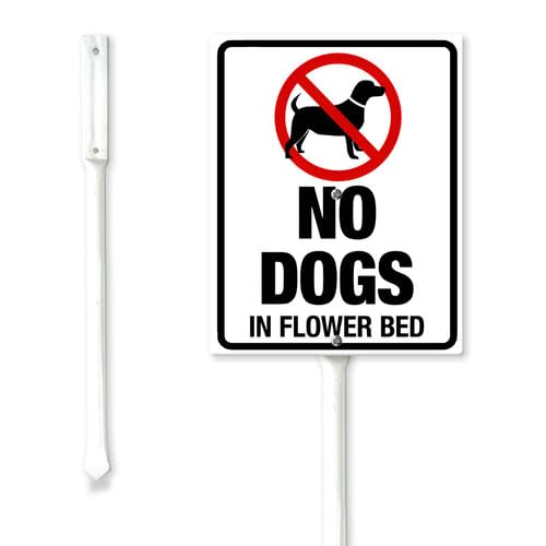 Geroclonup No Dogs In Flower Bed Yard Sign with Metal Stake 11.5x15cm Sturdy Rust Free Fade Resistant Aluminum Garden Decorations for Home Lawn Outdoor Use