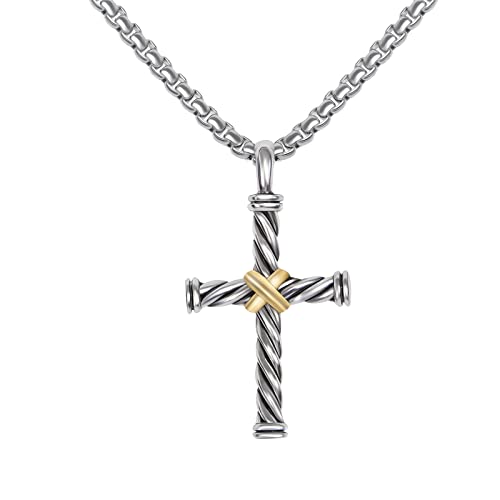 Designer Jewelry Inspired Twisted Cable Wire Cross Necklace for Women Men Fashion Brand Jewelry Gift