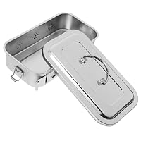 BUGUUYO Edelstahl Medizinbox Mit Deckel Und Löchern Sterilisationskörbchen Mit Sicherem Griff Nahtloses Tablett Zur Aufbewahrung Von Medizinischen Instrumenten Und Verbandsmaterialien 8.27X4.72X1.77In