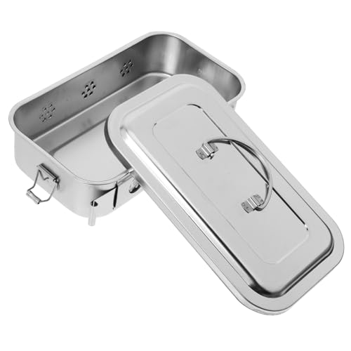 BUGUUYO Instrumentenbox mit Deckel und Löchern Rostfrei Nahtloses Design Sicherer Griff Vielseitiger Sterilisator Organizer für Medizinische Werkzeuge und Verbandsmaterial