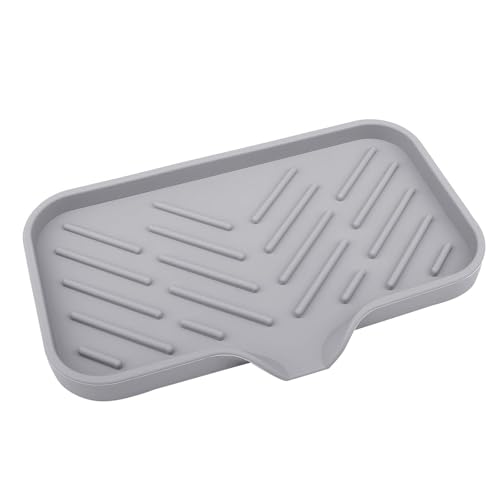 Bandeja de cocina de silicona para jabón, jabonera, soporte de esponja con borde de drenaje para encimera, bandeja organizadora de cocina para jabón/esponja/cepillo de secado de platos con escurridor