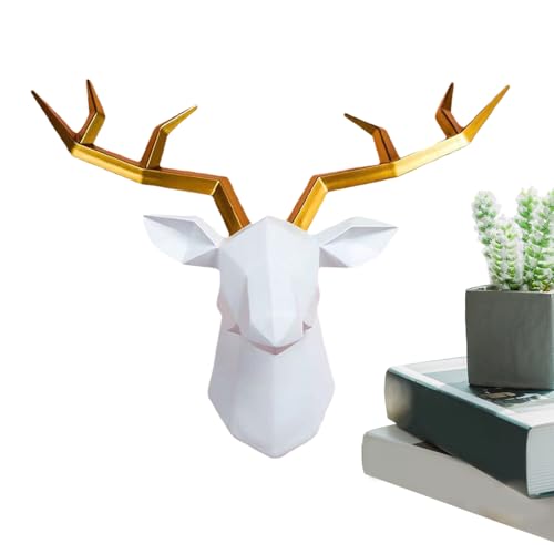Deer Art Wall Decor - Sculpture murale de tête de cerf en résine pendue pour décoration intérieure | Art mural animal anti-fade pour chambre à coucher,...