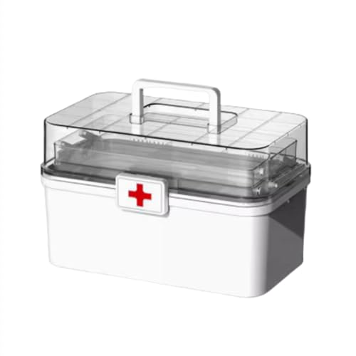 Aeroor 薬箱 救急箱 おしゃれ 工具箱 3層 折り畳み式 薬ボックス 収納ボックス 仕切り薬ケース 小物入れ 携帯便利 薬収納ボックス きゅうきゅう箱 裁縫箱 道具箱 家庭用 会社用 旅行用 車載用 災害用 多機能収納ケース (ホワイト,32.2*2