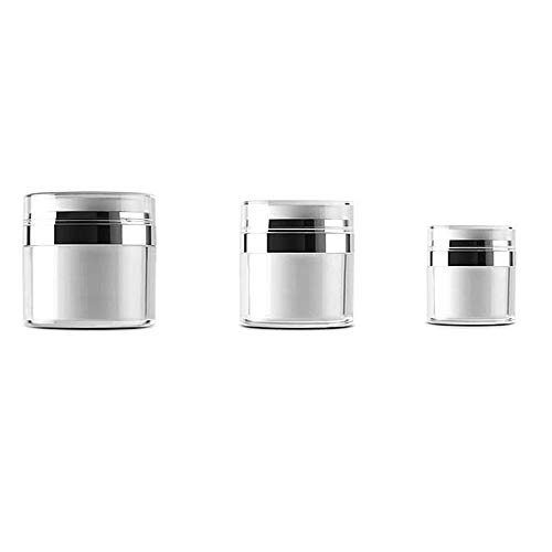 MISAZ 3 Pieces Airless Pump Jars, Empty Refillable Makeup Cosmetic Bottle Containers, Lotion
