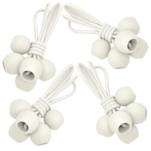 LUCIAMO Spanngummi mit Kugel 20 Stück 100 mm für Pavillon, Zelt, Sonnensegel, Plane, Balkonsichtschutz, Banner I Gummispanner I Expander-Schlingen I Planenspanner I Zeltgummi (Weiß)