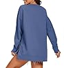 APEIYU Ladies Sweatshirts Long-Sleeve Split-Hem Tunic Tops Oversized Shirts Casual Batwing Loose Blouses Tops T Shirts for Women Blue Grey XXL #2