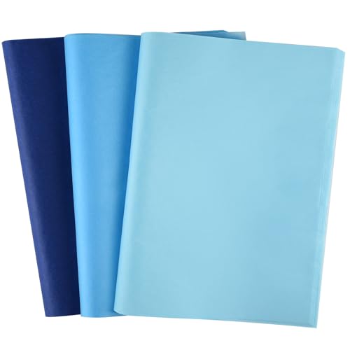 CHRORINE 50 Sheets Blue Tissue Paper Multicolor Art Gift Wrapping Paper Bulk for Baby Shower Wedding Birthday DIY and Craft Decor