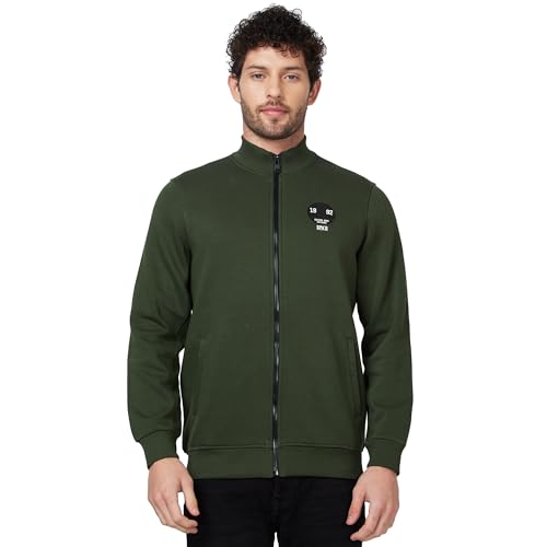 Image of Spykar Blended High Neck Full Sleeve Sweatshirt for Men