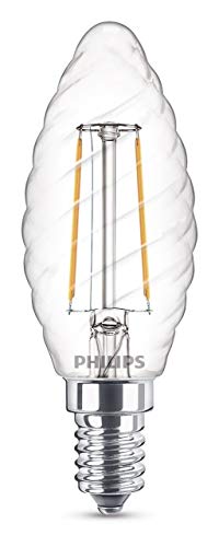 Philips ampoule LED Flamme Torsadée Filament E14 2W Equivalent 25W Claire Blanc chaud