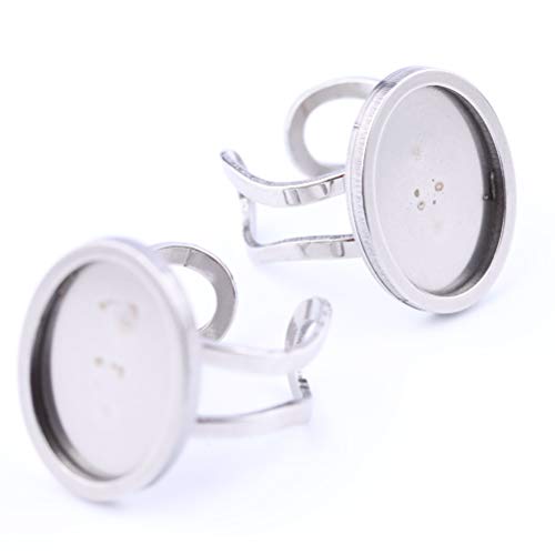 10pcs Stainless Steel Oval Ring Base Blanks Fitting 13x18mm Cameo Cabochon Setting Bezels for Rings Making (Steel Color)