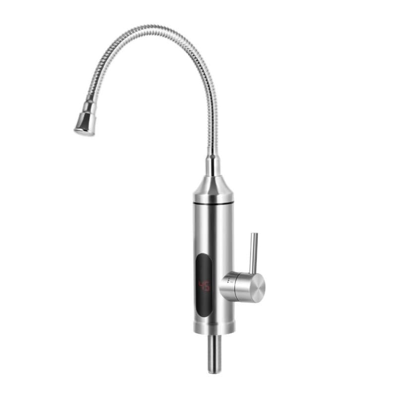 Robinet Oliver Voltz Avec Chauffe-Eau Instantané, 3300W, Bec Flexible, Jusqu'À 60°C, Installation Sur Plan De Travail, Inox