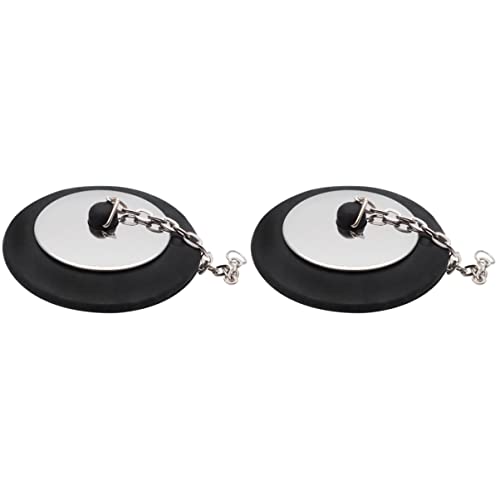 Cabilock 2pezzi Per Scarico Bagno Gomma Con Catena Svuotamento Vasca Facile Da Pulire e Sicuro Per Cucina e Lavanderia Design Piatto Per Tenuta Perfetta Accessorio Pratico e Funzionale Per