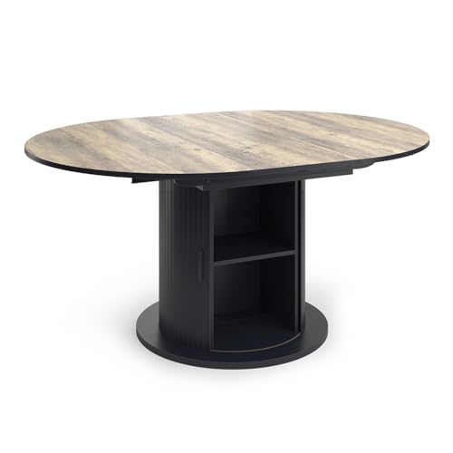 Vicco Mesa de Comedor Tavero, Roble rústico/Negro, 160 x cm Extensible