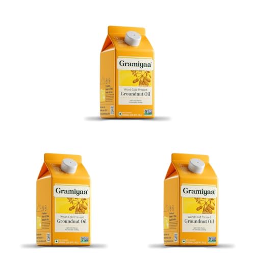 Image of Gramiyaa Cold Pressed Groundnut Oil 500 Ml | Traditionally Extracted | Chemical-free, Zero Trans-fat Cooking Oil | Unrefined Oil | Kachi Ghani Peanut oil for Cooking (Pack of 3)