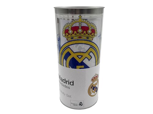 CYPBRANDS  Real Madrid, Set de dibujo, Set papelería, Manualidades, Hucha, Pinturas, Hojas para dibujar, Pegatinas, Producto Oficial